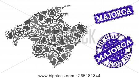 Best Service Composition Of Mosaic Map Of Majorca And Blue Dirty Seals. Mosaic Map Of Majorca Design