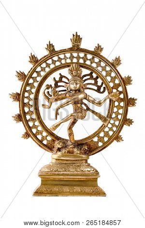 Bronze statue of indian hindu god Shiva Nataraja - Lord of Dance isolated on white