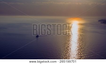 View From The Fortress Calais. Sunset At The Beach In Alanya, Turkey. View Of The Castle Hill And Se