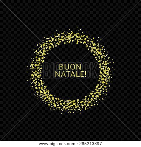 Italian Christmas Label. Buon Natale, Golden Confetti Label