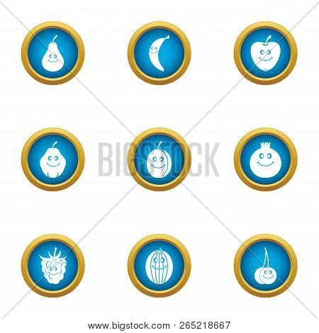 Cherry Icons Set. Flat Set Of 9 Cherry Vector Icons For Web Isolated On White Background