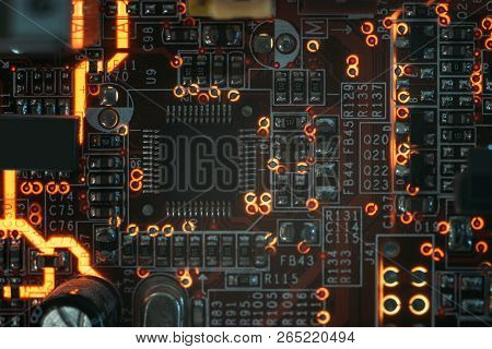Pcb Microchip And Integrated Electronic Components. Microelectronics And Engineering.