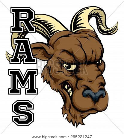An Illustration Of A Cartoon Ram Sports Team Mascot With The Text Rams
