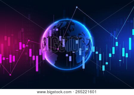 Stock Market Graph Or Forex Trading Chart For Business And Financial Concepts, Reports And Investmen