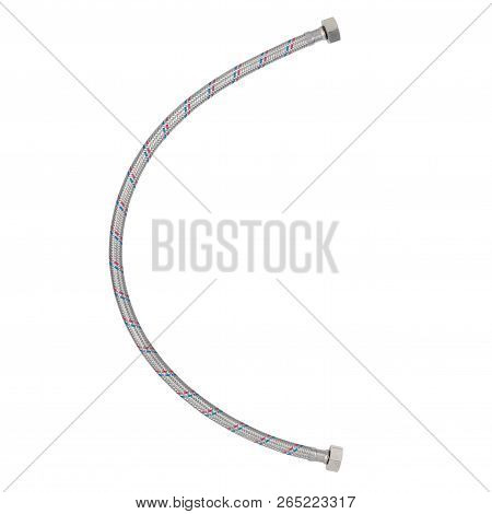 Flexible Hose For The Connection Of Water To The Toilet, Hose For Attachment To The Toilet Isolated 
