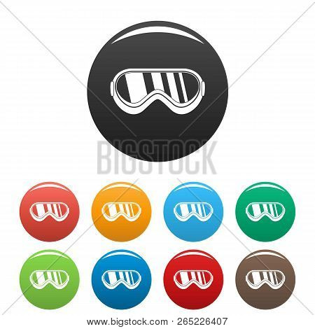 Protect Goggles Icons Set 9 Color Vector Isolated On White For Any Design