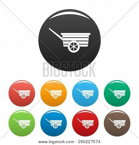 Wood Wheelbarrow Icons Set 9 Color Vector Isolated On White For Any Design