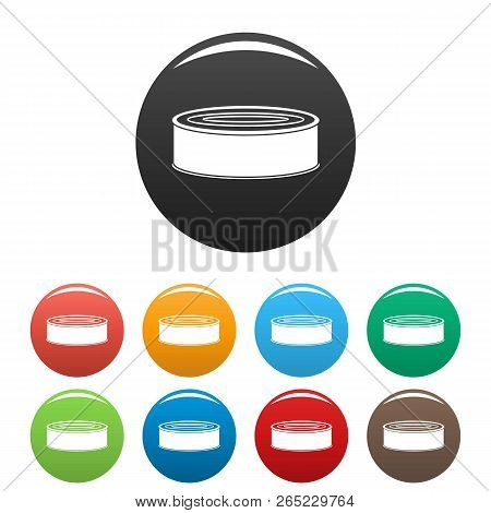 Fish Tomato Tin Can Icons Set 9 Color Vector Isolated On White For Any Design
