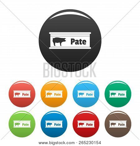 Pate Tin Can Icons Set 9 Color Vector Isolated On White For Any Design