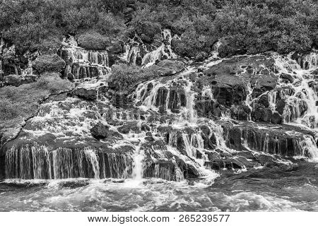 Hraunfossar Series Of Waterfalls Formed By Rivulets Streaming Over A Distance Of About 900 Metres. I