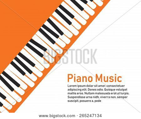 Grunge Black And White Piano Keyboard. Piano On An Orange Background  Stock Vector Illustration For 