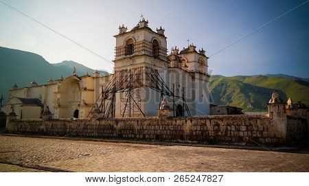 Exterior View To Church Of Immaculate Conception At Yanque, Chivay, Peru