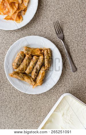Turkish Dolma Lahana Sarmasi / Cabbage Rolls With Yogurt