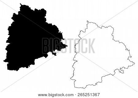 Telangana (states And Union Territories Of India, Federated States, Republic Of India) Map Vector Il