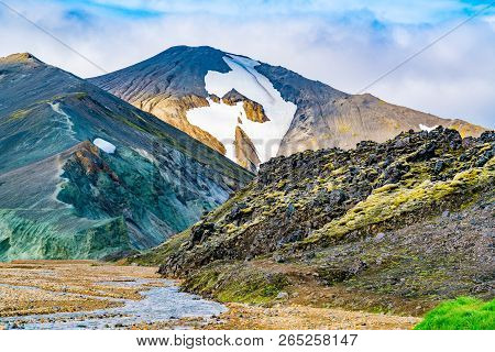 Beautiful Icelandic Landscape Of Colorful Mountain At Landmannalaugar In Fjallabak Nature Reserve Ce