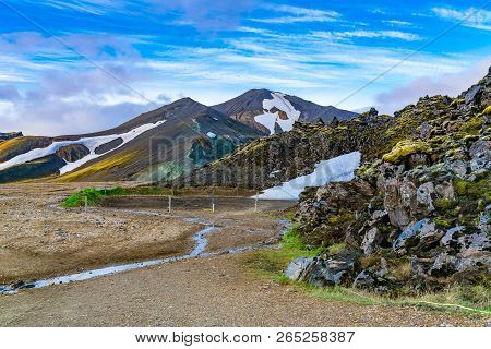View Of Mountain At Landmannalaugar In Fjallabak Nature Reserve Center Of Iceland