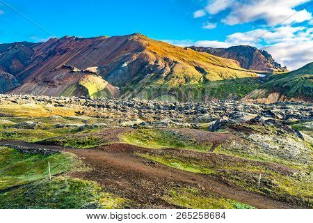 Morning Light On The Beautiful Mountain At Landmannalaugar In Highlands Of Iceland