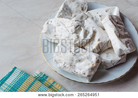 Turkish Helva Sakiz Helvasi / Gum Halva With Walnut.