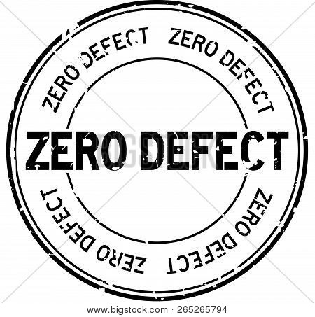 Grunge Black Zero Defect Word Round Rubber Seal Stamp On White Background