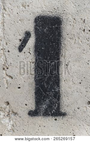 Number One Painted Stencil On Concrete Wall, Number One, Number 1
