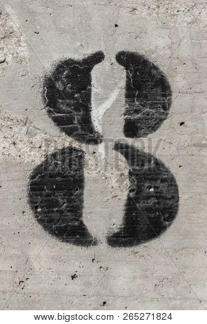 Number Eight Painted Stencil On Concrete Wall, Number Eight, Number 8