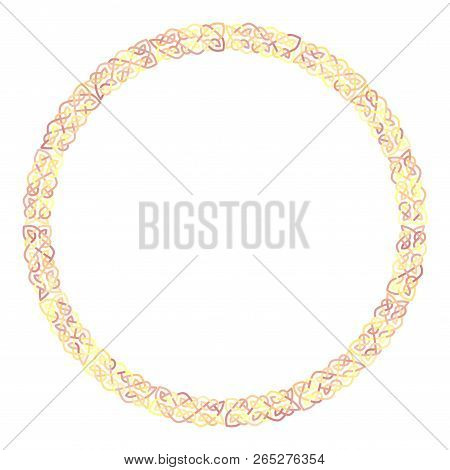 Round Celtic Knots Frame. Traditional Medieval Frame Pattern Illustration. Scandinavian Or Celtic Or