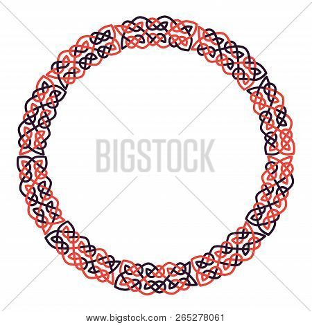 Round Celtic Knots Frame. Traditional Medieval Frame Pattern Illustration. Scandinavian Or Celtic Or