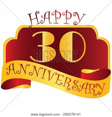 Anniversary Emblems With Decorated Numbers. Creative Vector Layout For Invitation And Greeting Card.