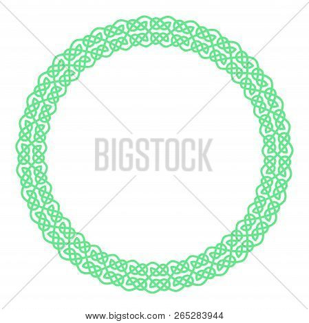 Round Celtic Knots Frame. Traditional Medieval Frame Pattern Illustration. Scandinavian Or Celtic Or