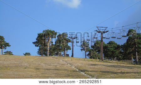 Cable Car A Ski In Summer. Station Navacerrada, Madrid. Spain