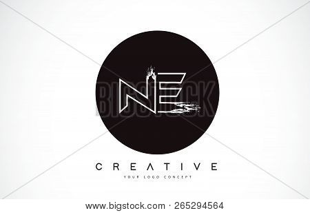 Ne Modern Leter Logo Design With Black And White Monogram. Creative Letter Logo Brush Monogram Vecto