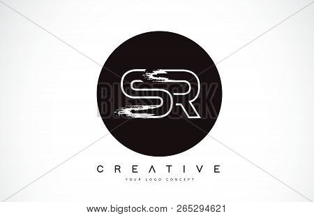 Sr Modern Leter Logo Design With Black And White Monogram. Creative Letter Logo Brush Monogram Vecto
