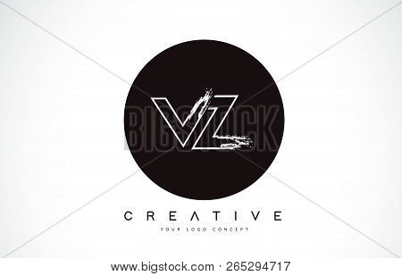 Vz Modern Leter Logo Design With Black And White Monogram. Creative Letter Logo Brush Monogram Vecto