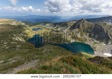 Summer View Of The Twin, The Trefoil, The Fish And The Lower, Rila Mountain, The Seven Rila Lakes, B