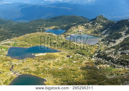 Summer View Of The Twin, The Trefoil The Fish And The Lower Lakes, Rila Mountain, The Seven Rila Lak