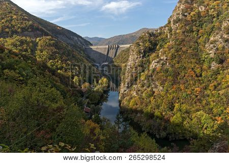 Amazing Autumn Ladscape Of The Vacha (antonivanovtsi) Reservoir, Rhodope Mountains, Plovdiv Region, 
