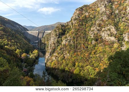 Amazing Autumn Ladscape Of The Vacha (antonivanovtsi) Reservoir, Rhodope Mountains, Plovdiv Region, 