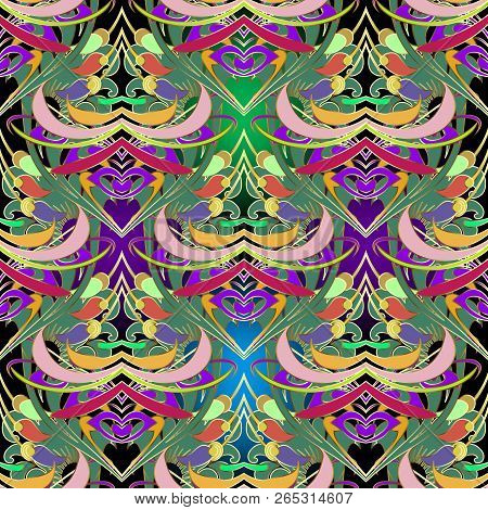 Colorful Ornamental Paisley Vector Seamless Pattern. Floral Abst