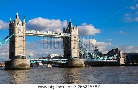The Tower Bridge In London At Sunny Day, England, United Kingdom.