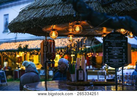 Budapest, Hungary - December 02, 2017: Christmas Market On The Szentlelek Square In Obuda In Budapes