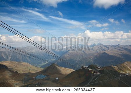 Autumn landscape surrounding Parsennbahn route in Davos, Switzerland