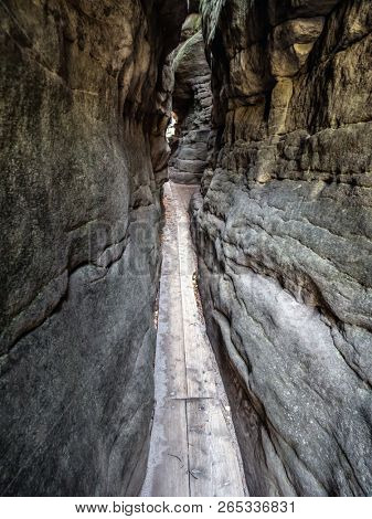 Sandstone Errant Rocks labyrinth in the Table Mountain National Park, Poland