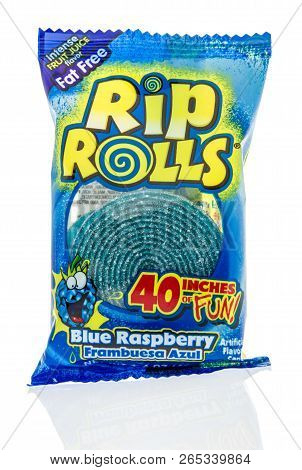 Winneconne, Wi - 14 October 2018:  A Package Of Rip Rolls Sour Blue Raspberry From Thailand On An Is