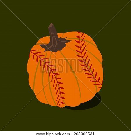 Vector Illustration With Halloween Pumking. Simple Flat Isolated Image.