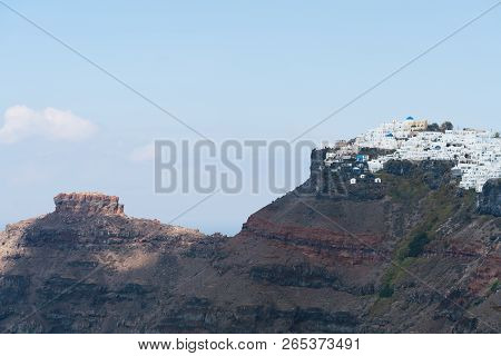 Image Of Santorini Island And The Skaros Rock.