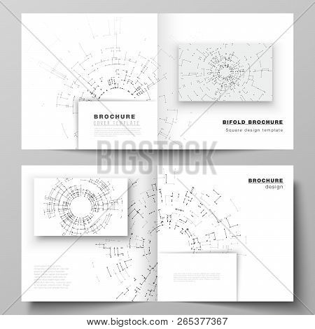 The Vector Layout Of Two Cover Templates For Square Design Bifold Brochure, Magazine, Flyer, Booklet