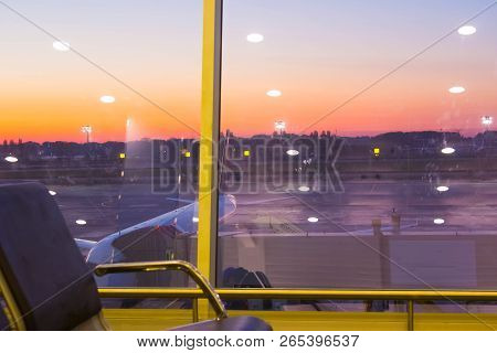 Boryspil, Ukraine - April 28, 2018: The Departures Hall In International Airport Boryspil Or Kbp. Ar