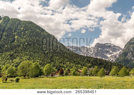 Mountains Near Pertisau, Austria, Alps. Spring Natural Background