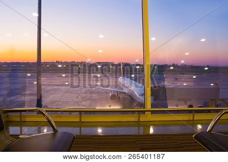 Boryspil, Ukraine - April 28, 2018: The Departures Hall In International Airport Boryspil Or Kbp. Ar