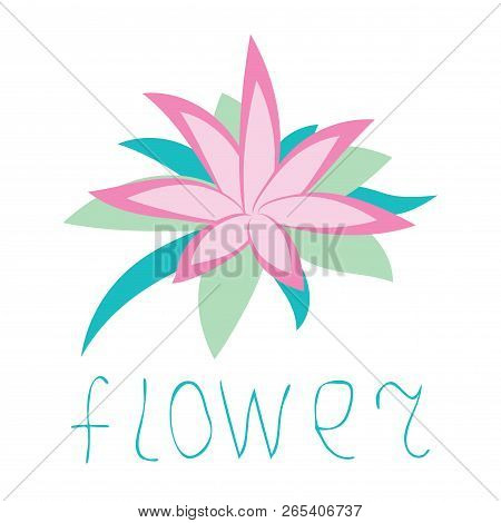 Tropical Flower, Plumeria,  Isolated On White Background. Hand Drawn Word Flower. Logo, Icon. Vector